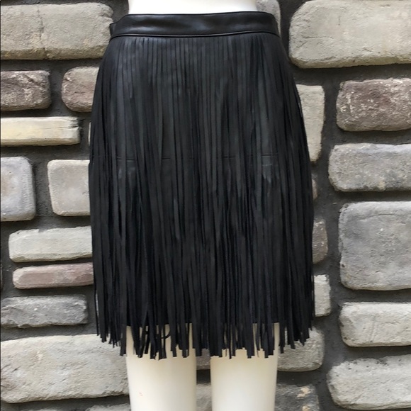 n:PHILANTHROPY Dresses & Skirts - Fringed Faux Leather Skirt M ⭐️HP🧜‍♀️Philanthropy
